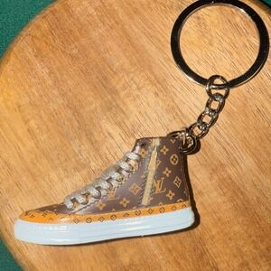 LV Sneaker Keychain High Top Shoe Bag Charm Accessory Brown Orange